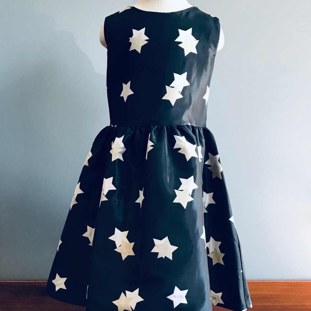 Gymboree Girl Dressy Black Cream & Gold Star Dress